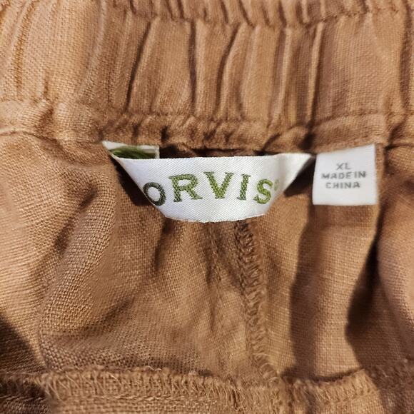 Orvis Womens Brown 100% Linen Straight Leg Pants Size XL Beach Coastal Stretch - Picture 5 of 12